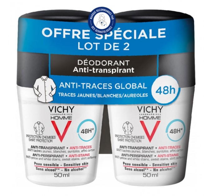 Дезодорант мужской Anti-transpirant 48H Expertise VICHY 2x50 мл