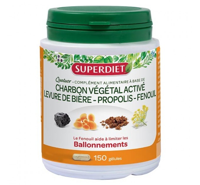 Комплекс для комфортного пищеварения Super Diet Charbon Quatuor Ballonnements 150 капсул