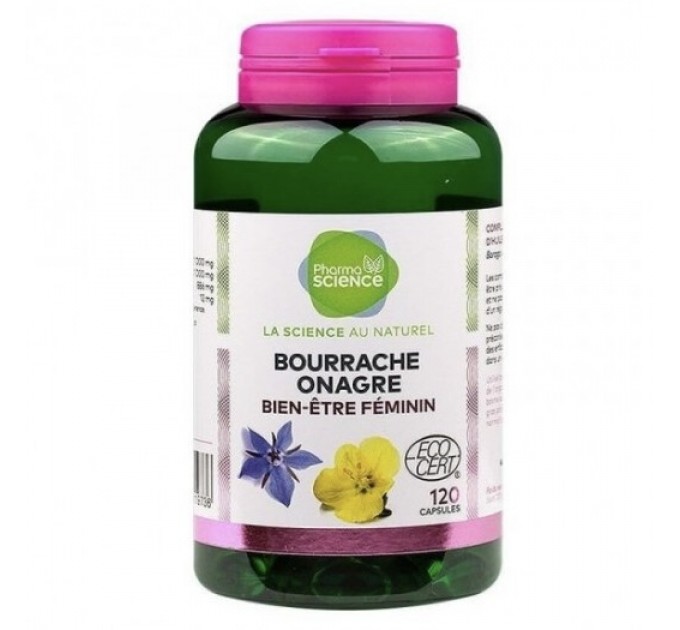 Примула вечерняя для женщин Pharmascience BOURRACHE ONAGRE BIO 120 капсул