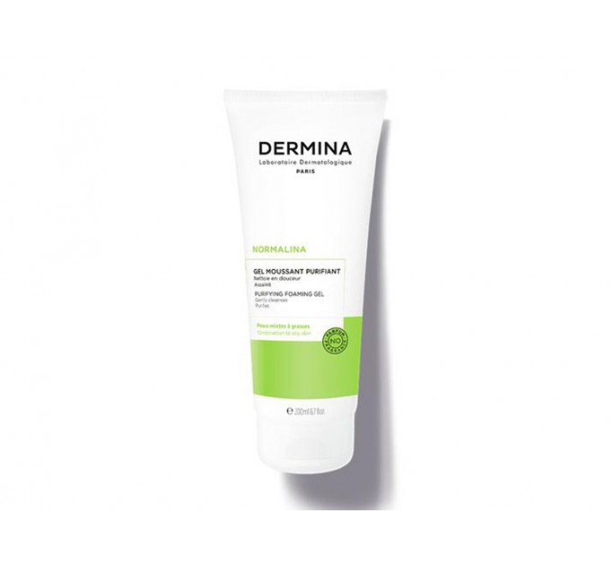 Очищающий пенящийся гель для жирной кожи Dermina Normalina 200 мл
