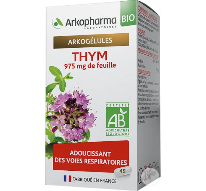 Тимьян для облегчения дыхания Arkopharma Arkogélules Thym Bio 45 капсул
