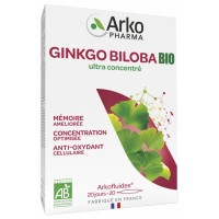 Ампулы гингко билоба для улучшения памяти и концентрации Arkopharma Arkofluides Ginkgo Biloba Bio 20 ампул 