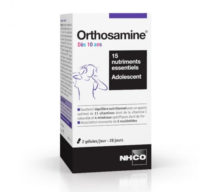 Иммуностимулятор для детей от 10 лет NHCO ORTHOSAMINE 10 ANS+ 15 NUTRIMENTS ESSENTIELS 56 капсул