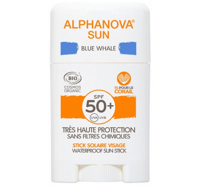 Солнцезащитный крем-карандаш для лица Alphanova Sun Stick Solaire Blue Whale Visage 12 г