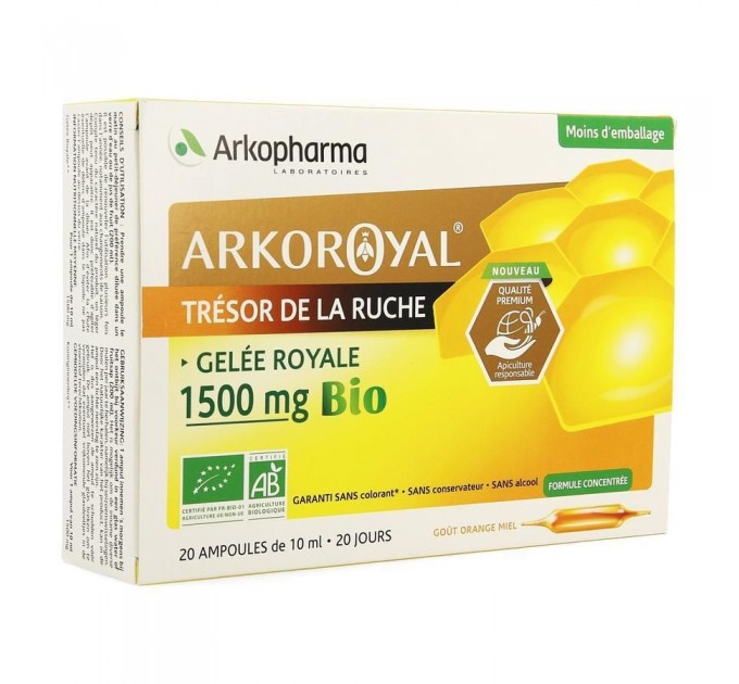 Маточное молочко в ампулах Arkopharma Arkoroyal Royal Jelly 1500mg Bio 20 ампул