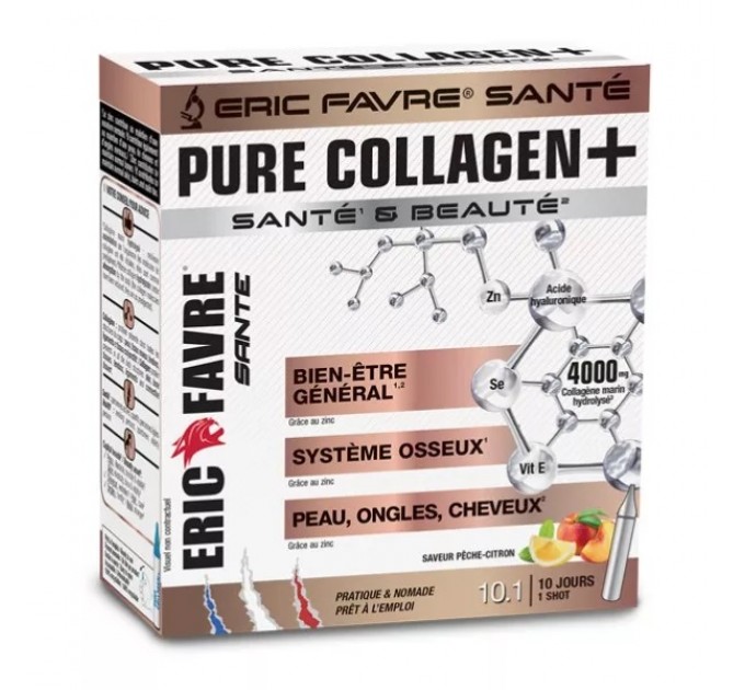 Чистый коллаген Eric Favre Beauté Pure Collagen+ Pêche Citron 30 шт лимон и персик