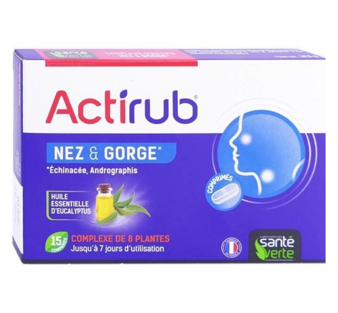 Таблетки для носа и горла ACTIRUB NEZ ET GORGE SANTE VERTE 15 таблеток