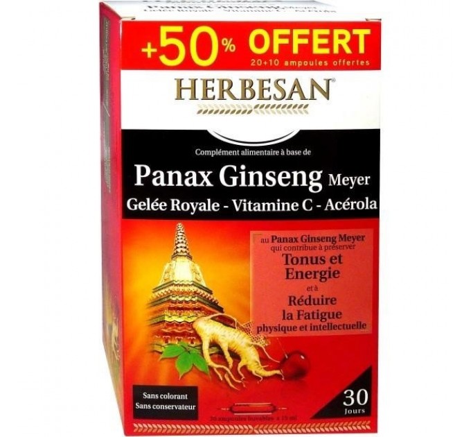 Тонизирующий комплекс с женьшенем Herbsan Panax-Ginseng x30 флаконов