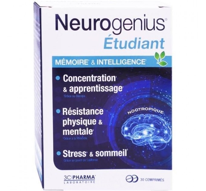 Комплекс память+интеллект NEUROGENIUS Mémoire & Intelligence 3C Pharma 30 таблеток