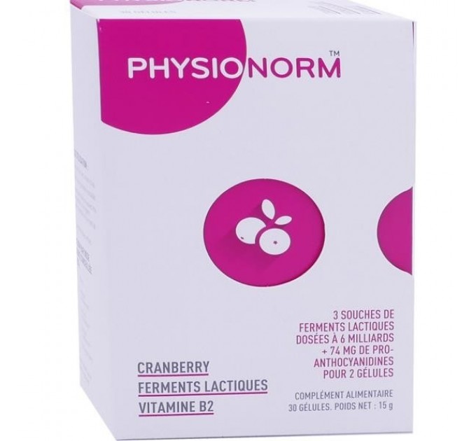 Комплекс для микрофлоры Physionorm Cranberry Lactic Ferments Vitamins B2 30 капсул
