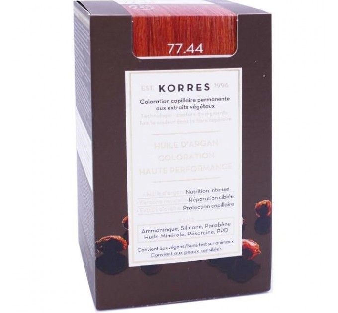 Краска для волос Korres Argan Oil 77.44 Intense Copper Blonde