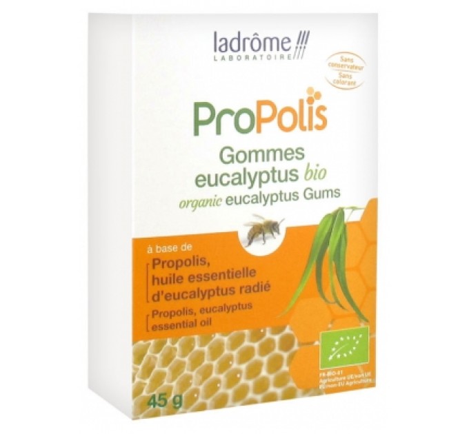 Прополис с эвкалиптом от боли в горле Ladrôme Propolis Gommes Eucalyptus Bio 45 г
