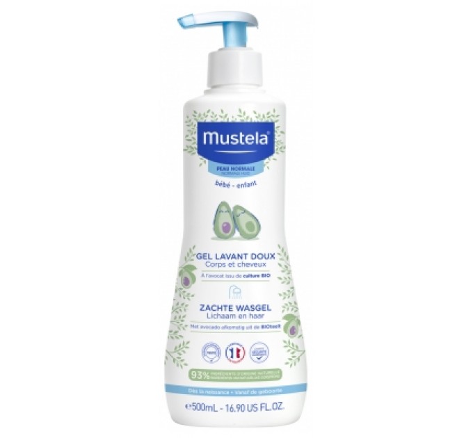 Очищающий гель с авокадо для новорожденных Mustela Gel Lavant Doux à l'Avocat 500 мл