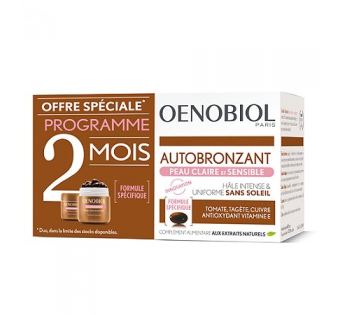 Автозагар с энобиолом AUTOBRONZANT PEAU CLAIRE & SENSIBLE 2х30 капсул