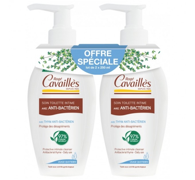 Интимный антибактериальный уход с тимьяном Rogé Cavaillès Soin Toilette Intime 2x250мл  