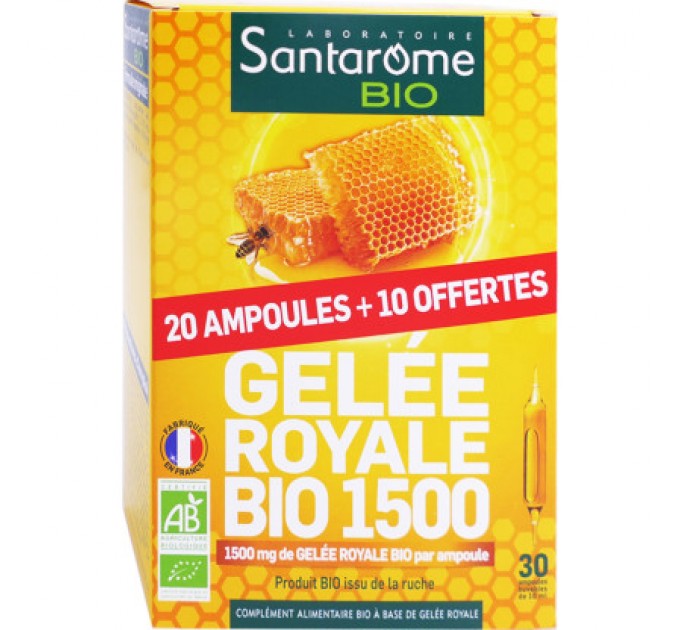 Маточное молочко SANTAROME Organic Royal Jelly 1500 мг 20 ампул