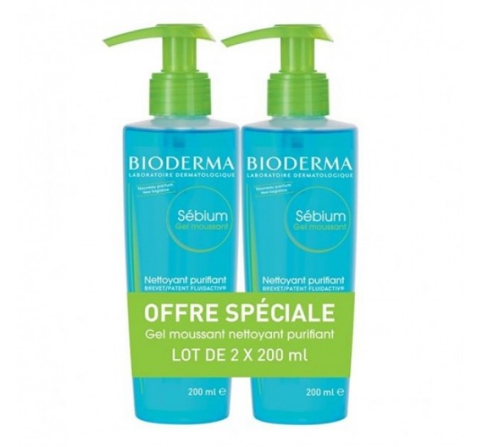 Очищающий гель Bioderma Sebium Purifying Cleansing Gel pack 2 * 200 мл 