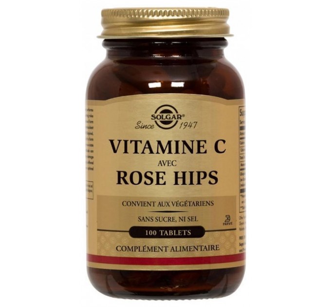 Капсулы Сольгар витамин с с шиповником Vitamine C Rose Hips SOLGAR 100 шт
