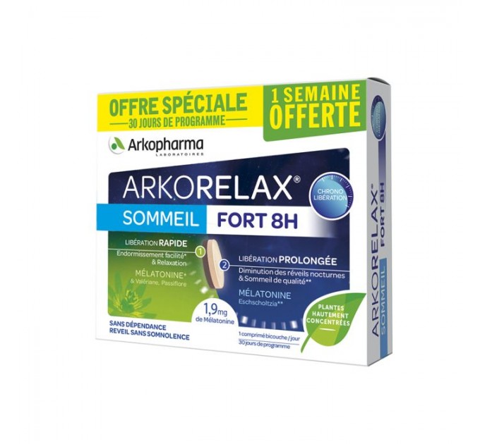 Таблетки от бессоницы Arkopharma 8h Strong Sleep Arkorelax 30 таблеток