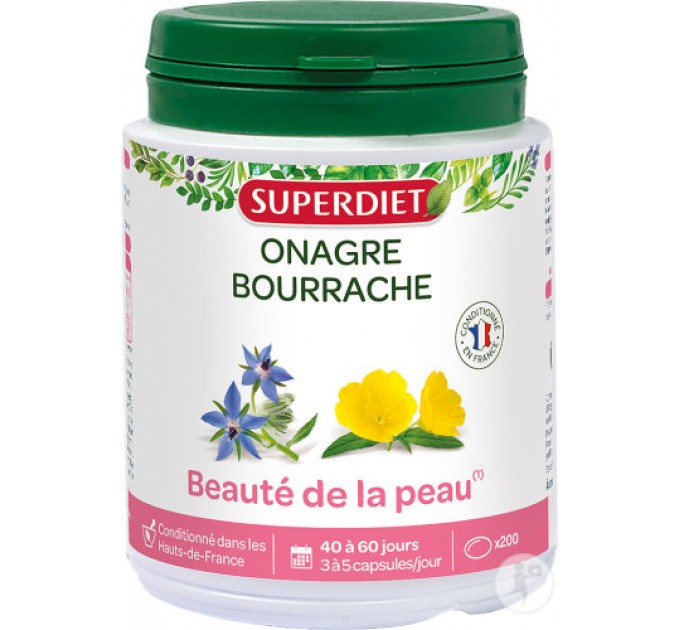 Комплекс с примулой вечерней Superdiet Onagre Bourrache Complément 200 капсул